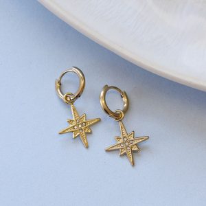gold  star charm huggies, +-2cm to drop