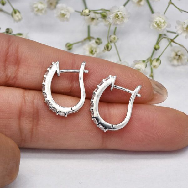 silver x sterling zirconia snap earrings, _+1.5cm