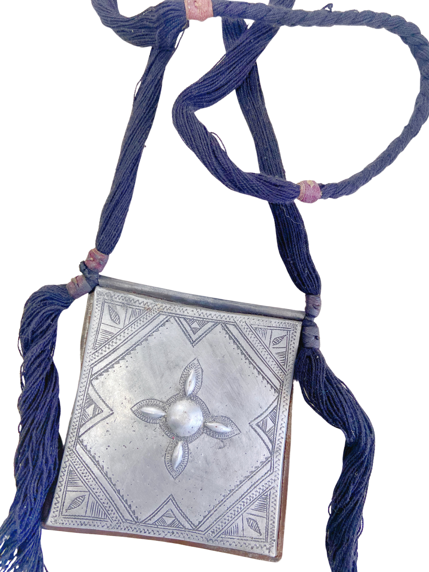 silver, black  tuareg pendant, penadant 8sqcm, drop to pendant 40cm